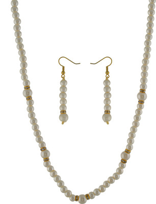 Nisa Pearls & Jewellery Plastic Jewel Set(White)