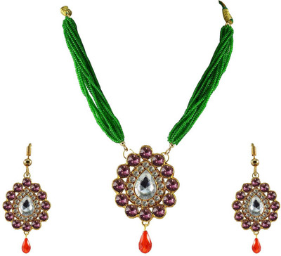 Vidhya Kangan Brass Gold-plated Purple Jewellery Set(Pack of 3)