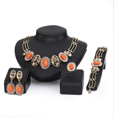 Silver Shoppee Alloy Gold-plated Gold, Orange Jewellery Set(Pack of 1)