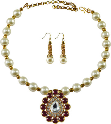 Vidhya Kangan Brass Gold-plated White Jewellery Set(Pack of 3)