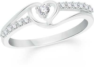 

VK Jewels Tiny Heart Alloy Cubic Zirconia Rhodium Plated Ring, Silver