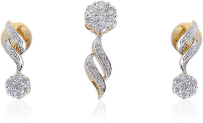 

Jisha Yellow Gold 14kt Diamond Earring & Pendant Set