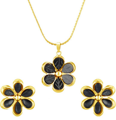 mahi Alloy Gold-plated Black Jewellery Set(Pack of 1)