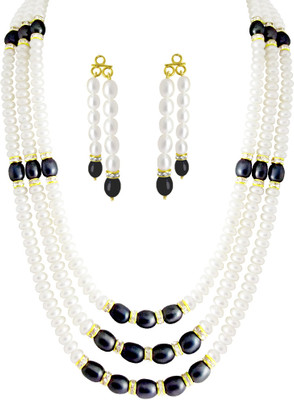 Sri Jagdamba Pearls Mother of Pearl Gold-plated White Jewellery Set(Pack of 1)