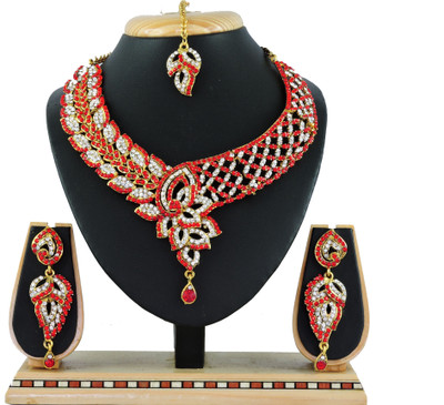 VATSALYA creation Alloy Gold-plated Red Jewellery Set(Pack of 1)
