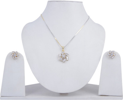 

Pink Rose Alloy Jewel Set(White, Gold)