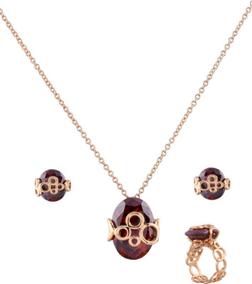 Shining Jewel Brass Gold-plated Maroon Jewellery Set(Pack of 1)