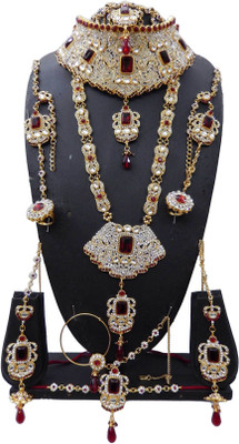 

Shree Bhawani Art Jewellery Zinc Jewel Set(Maroon, White)