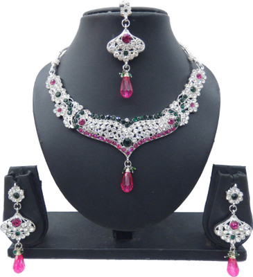 

Shree Bhawani Art Jewellery Alloy Jewel Set(Pink, Green)