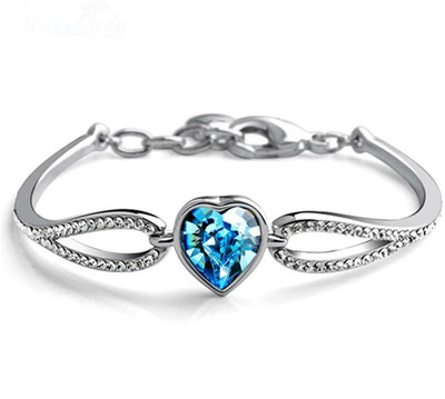 

University Trendz Alloy Crystal Rhodium Charm Bracelet, Blue