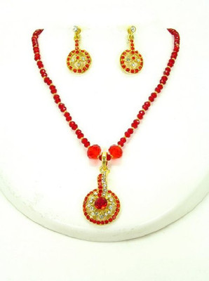 

Jewels Kafe Crystal Jewel Set(Red, Gold)