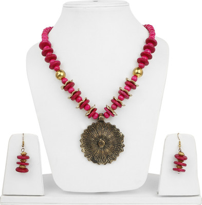 Johareez Alloy Gold-plated Pink Jewellery Set(Pack of 1)