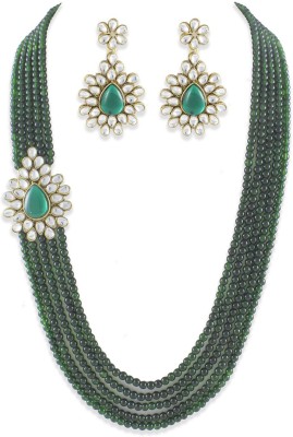 Shining Diva Brass Green Jewellery Set(Pack of 1)