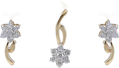 

Jisha Yellow Gold 14kt Diamond Earring & Pendant Set