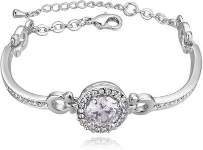 

Atasi International Alloy Crystal Rhodium Bracelet, Silver