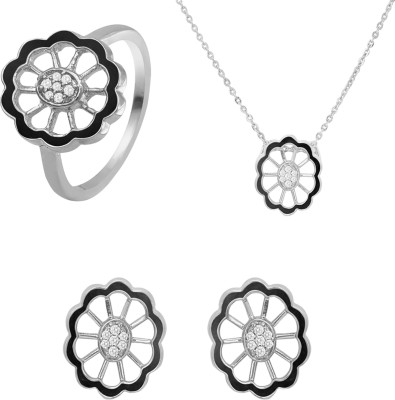 mahi Alloy Rhodium Black Jewellery Set(Pack of 1)