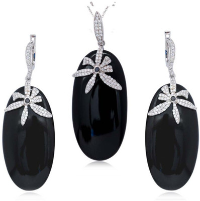 

LordKrishna International Sterling Silver Jewel Set(Black)