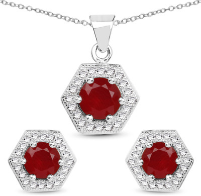 

Johareez Sterling Silver Jewel Set(Red)