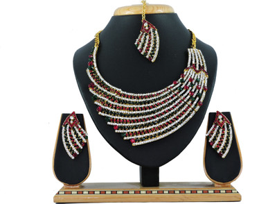 

Vatsalya Creation Zinc Jewel Set(Maroon, Green)
