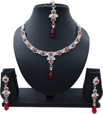 

Shree Bhawani Art Jewellery Alloy Jewel Set(Red)