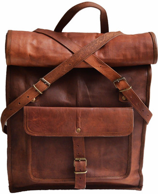 

Handcrafted exports Leather Backpack Come Shoulder Bag 16 L Backpack(Brown)