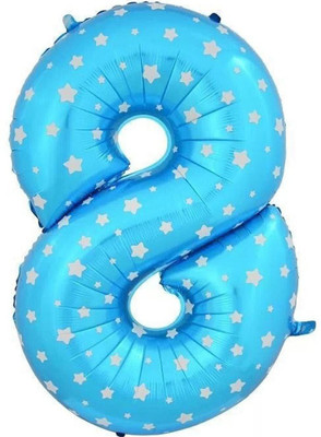 

AMFIN Printed 17 Inch, 8 (Eight) Number Foil Balloon For Birthday Party Decoration/ Engagement / Anniversary Party Decoration Balloon(Blue, Pack of 1)
