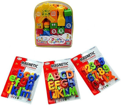 

gunvaan Magnetic Alphabets & Numbers with Building Blocks Set(Multicolor)