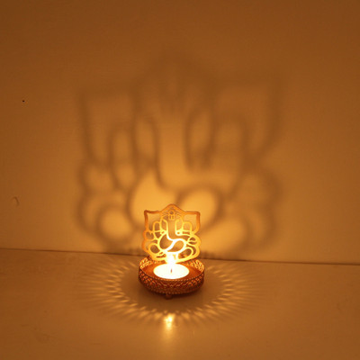 

Bliss Shadow Diya Iron 1 - Cup Tealight Holder(Gold, Pack of 2)