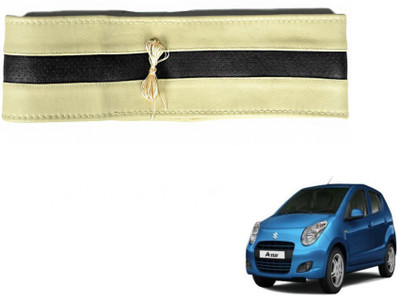 MOCKHE Hand Stiched Steering Cover For Maruti A-Star(Beige, Black, Leatherite)