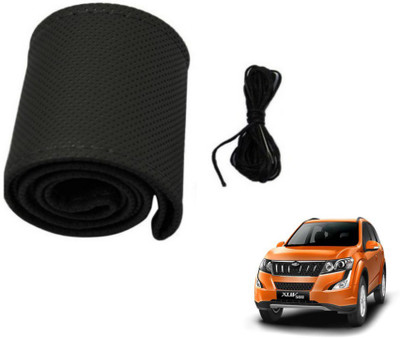 MOCKHE Hand Stiched Steering Cover For Mahindra XUV 500(Black, Leatherite)