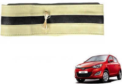 MOCKHE Hand Stiched Steering Cover For Hyundai i20(Beige, Black, Leatherite)