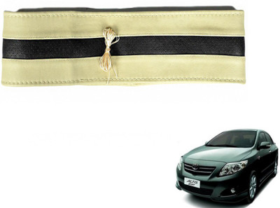 MOCKHE Hand Stiched Steering Cover For Toyota Altis(Beige, Black, Leatherite)