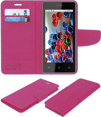 ACM Flip Cover for Intex Cloud Y17(Pink, Cases with Holder, Pack of: 1)
