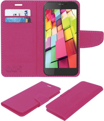 ACM Flip Cover for Intex Aqua 4g+(Pink, Cases with Holder, Pack of: 1)