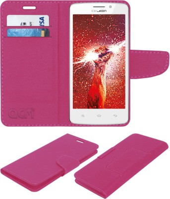 ACM Flip Cover for Celkon Millennia Q5k Power(Pink, Cases with Holder, Pack of: 1)