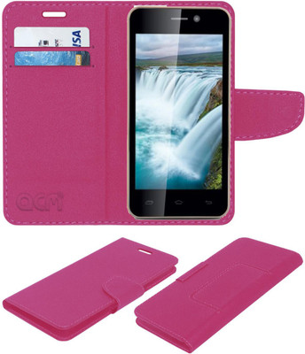 ACM Flip Cover for Iball Andi 4.5m Enigma(Pink, Cases with Holder, Pack of: 1)