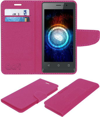 ACM Flip Cover for Intex Aqua Secure(Pink, Cases with Holder, Pack of: 1)