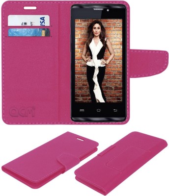 ACM Flip Cover for Iball Andi 4g Arc 2(Pink, Cases with Holder, Pack of: 1)