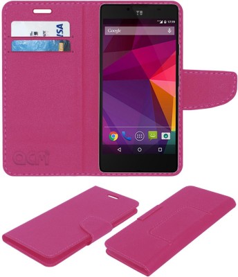 ACM Flip Cover for Yu Yunique 4g(Pink, Cases with Holder, Pack of: 1)