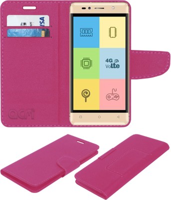 ACM Flip Cover for Intex Aqua Shine 4g(Pink, Cases with Holder, Pack of: 1)