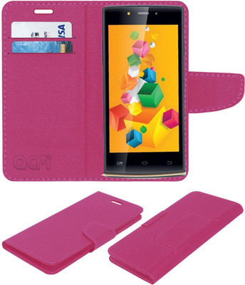 ACM Flip Cover for Iball Andi 4.5 O Buddy(Pink, Cases with Holder, Pack of: 1)