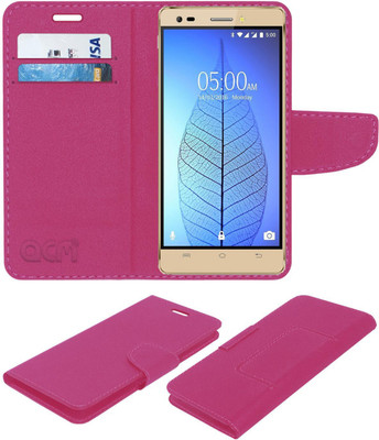 ACM Flip Cover for Lava V2 3gb(Pink, Cases with Holder, Pack of: 1)