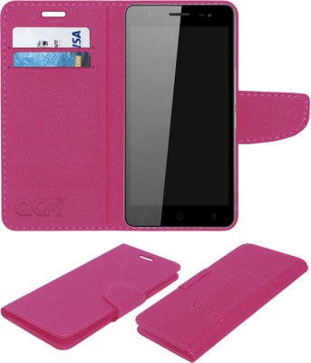 ACM Flip Cover for Micromax Canvas Juice Q461(Pink, Cases with Holder, Pack of: 1)