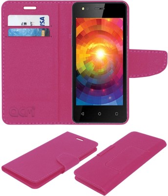ACM Flip Cover for Intex Aqua Eco 4g(Pink, Cases with Holder, Pack of: 1)