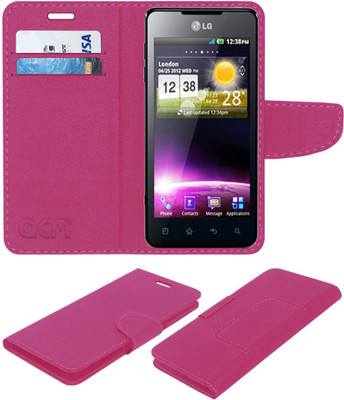 ACM Flip Cover for Lg Optimus 3d P275(Pink, Cases with Holder, Pack of: 1)