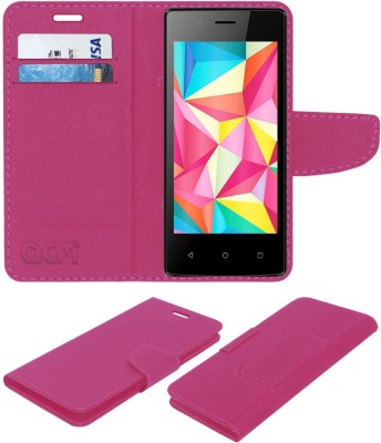 ACM Flip Cover for Intex Aqua Wing(Pink, Cases with Holder, Pack of: 1)