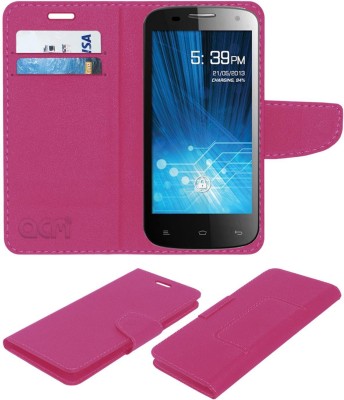 ACM Flip Cover for Spice Mi-491 Stellar Virtuoso Pro(Pink, Cases with Holder, Pack of: 1)