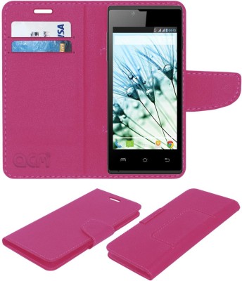 ACM Flip Cover for Lava Iris 250(Pink, Cases with Holder, Pack of: 1)