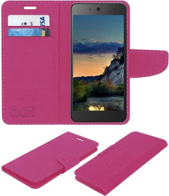 ACM Flip Cover for Micromax Canvas Juice 3 Q392(Pink, Cases with Holder, Pack of: 1)
