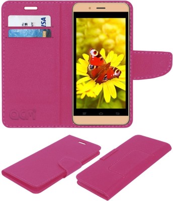 ACM Flip Cover for Intex Aqua Pro 4g(Pink, Cases with Holder, Pack of: 1)